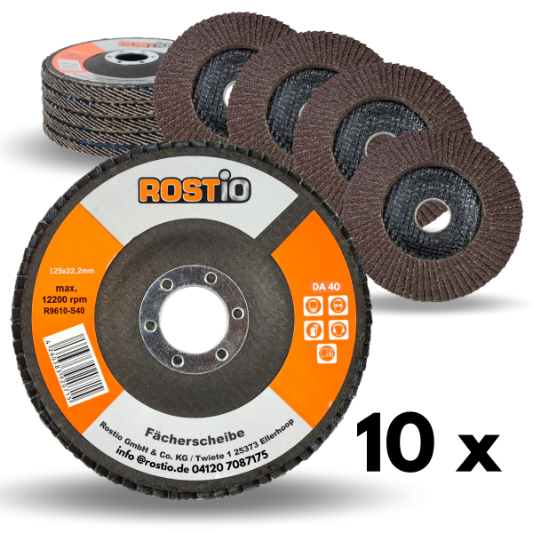 10 pieces ROSTIO Flap Disc ø 125 mm Steel & Metal Brown