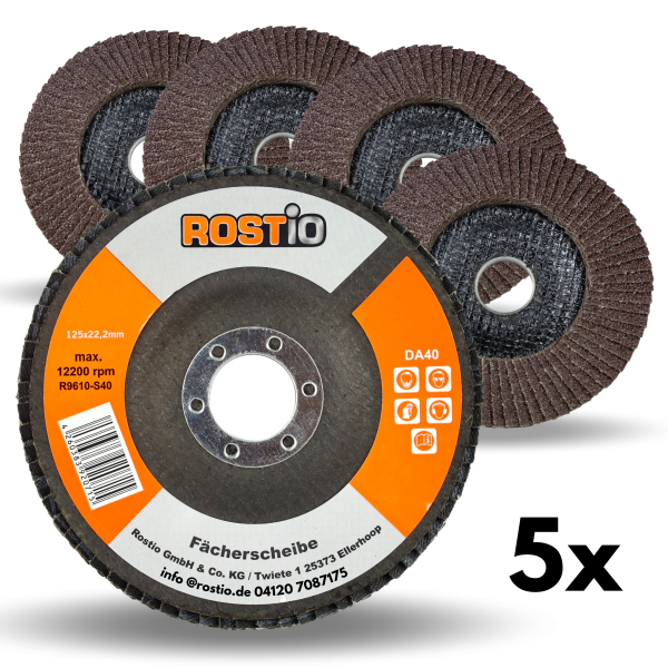 5x ROSTIO Flap Disc ø 125 mm Steel & Metal